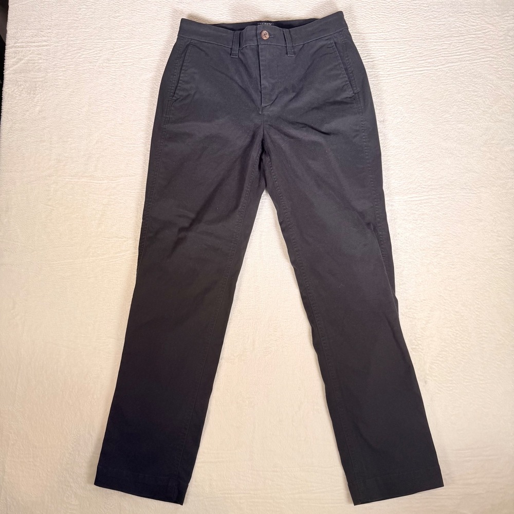 J Crew Chino Pants Women Black Straight Leg Cotton Blend Size 2 Modern‎ Prep